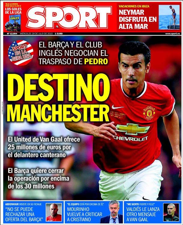 Portada Sport: Destino Manchester - FC Barcelona Noticias