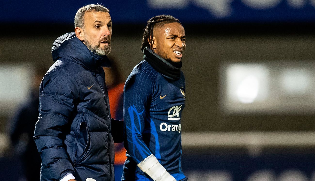 Christopher Nkunku after being injured with France