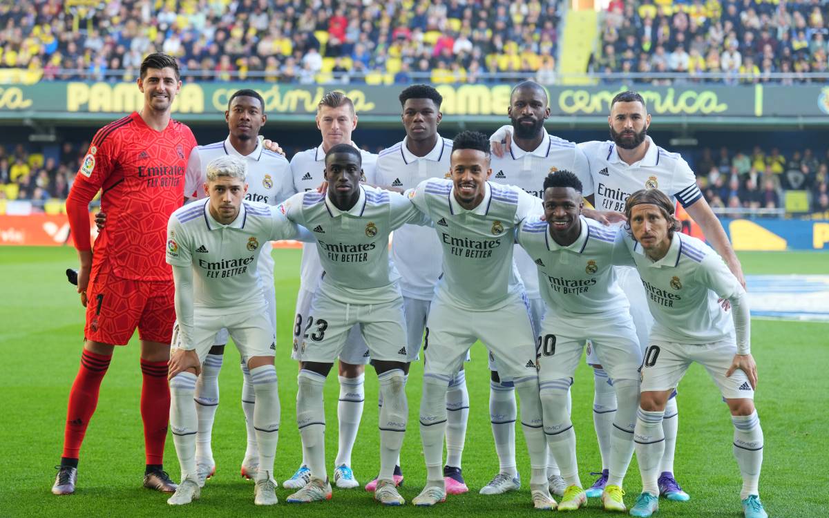 Real Madrid players before a match v Villarreal