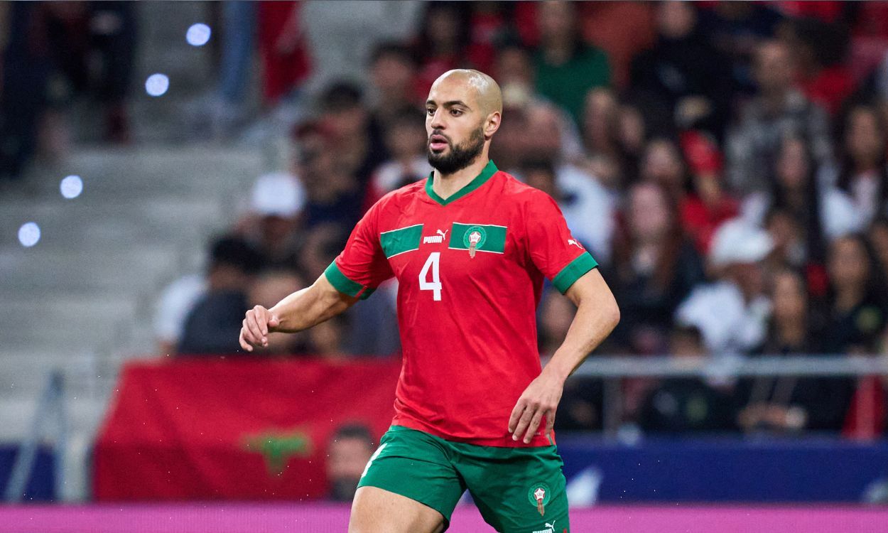 Amrabat en un partido de la selección de Marruecos