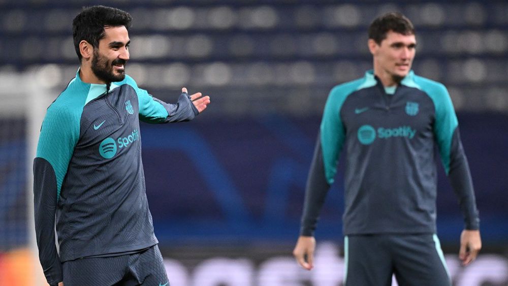 Gündogan y Christensen durante un entrenamiento del Barça