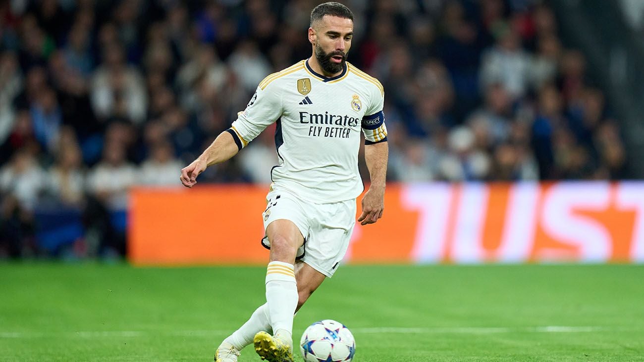 Dani Carvajal en un partido con el Real Madrid