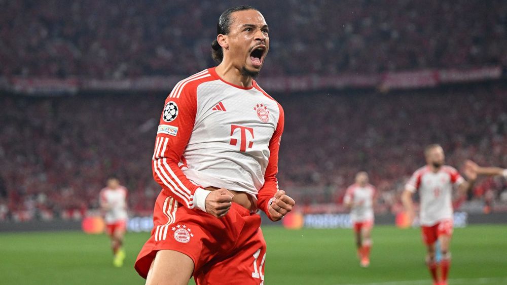 Leroy Sané celebrando un gol con el Bayern