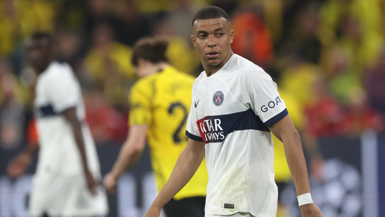 Kylian Mbappé en el duelo entre el Paris Saint Germain y el Borussia Dortmund en la UEFA Champions League