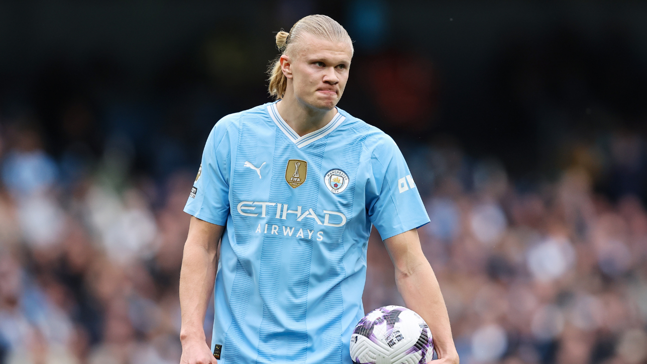 Erling Haaland en el duelo entre el Manchester City y el Wolverhampton en la Premier League