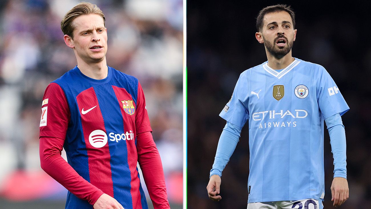 Frenkie de Jong y Bernardo Silva durante la 2023/24