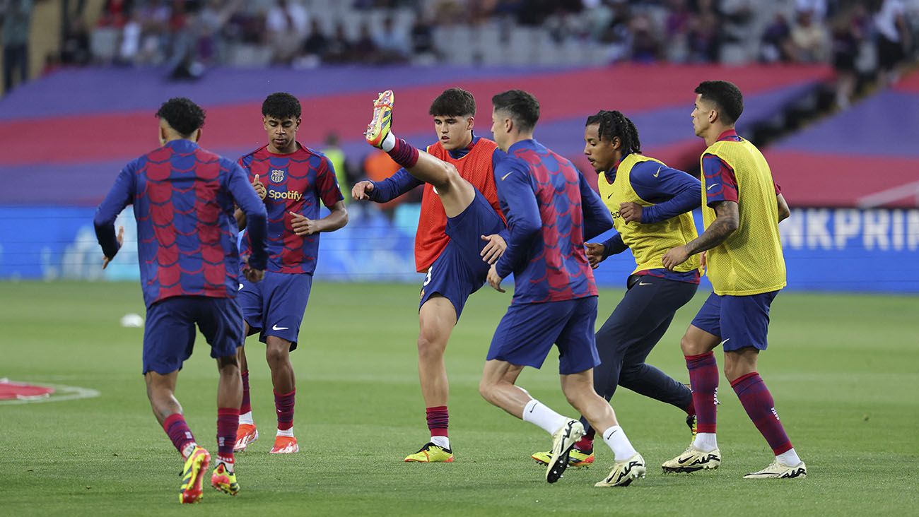 Barça players in the preview of a match