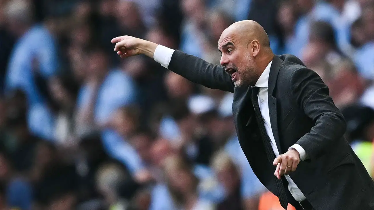 Pep Guardiola en un partido del Manchester City