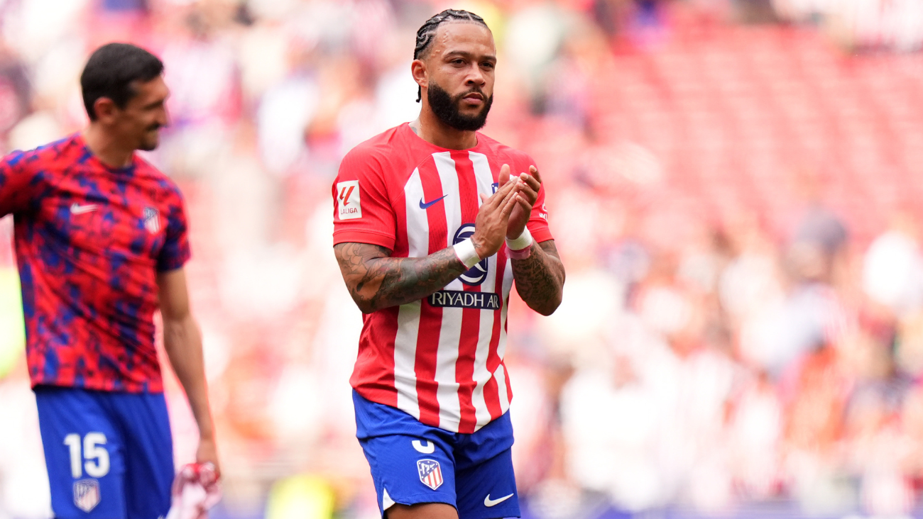 Memphis Depay en el duelo entre el Atlético de Madrid y el Celta de Vigo en LaLiga EA Sports