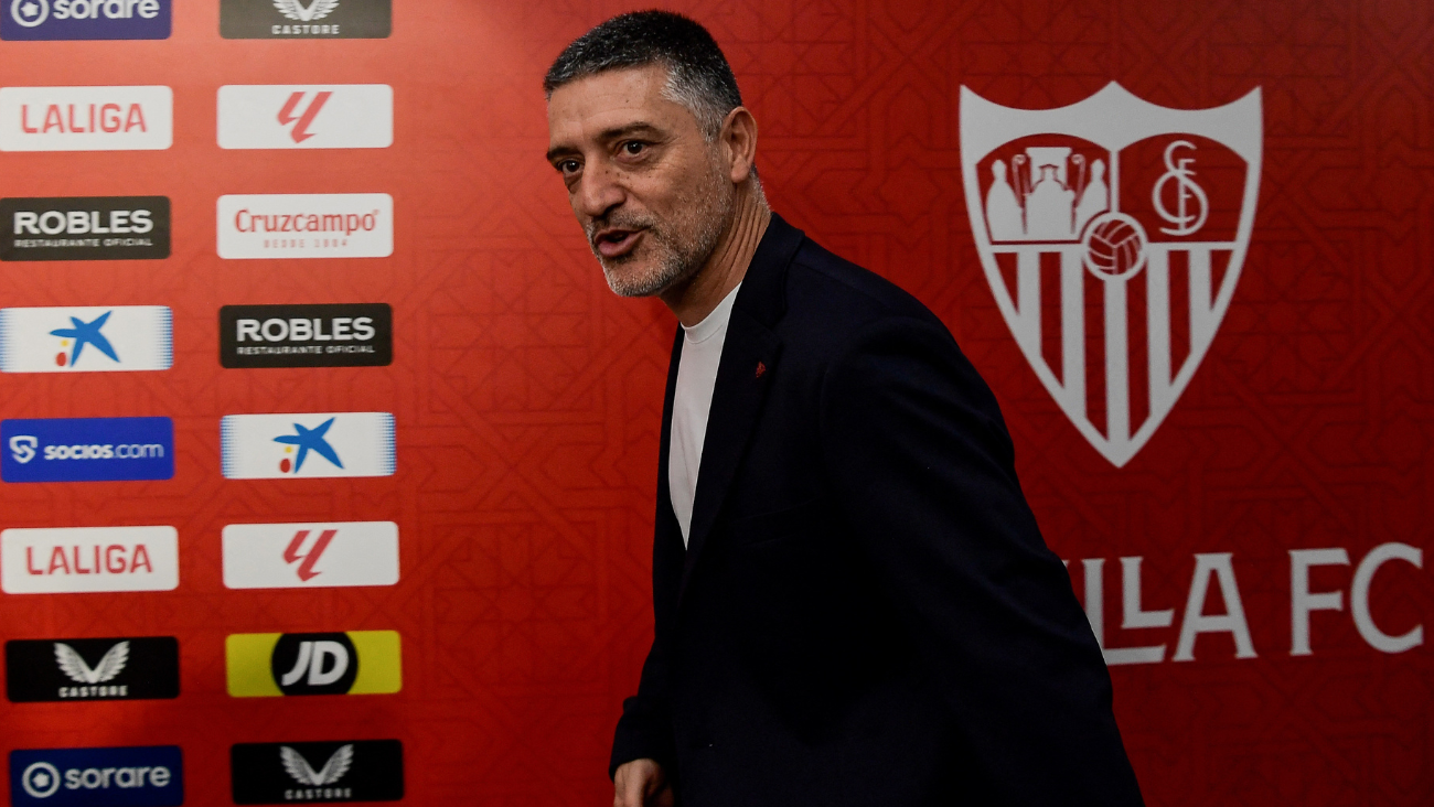 Francisco García Pimienta en la rueda de prensa en la que fue presentado como entrenador del Sevilla