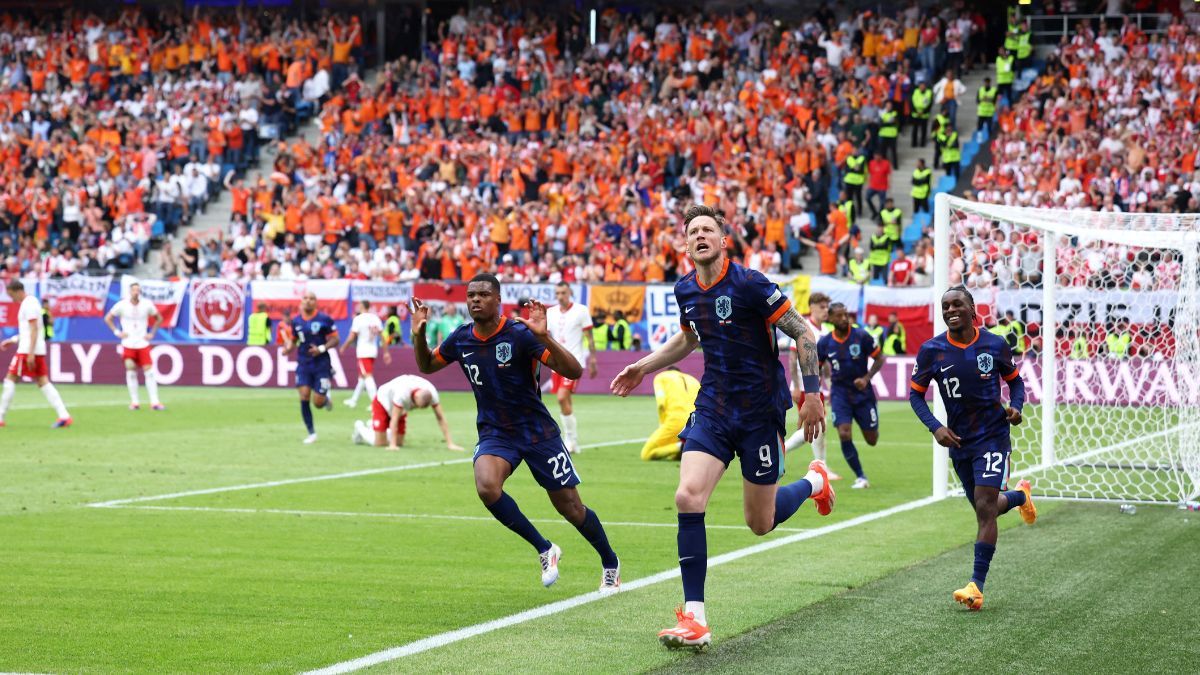 Países Bajos celebra un gol en la Eurocopa