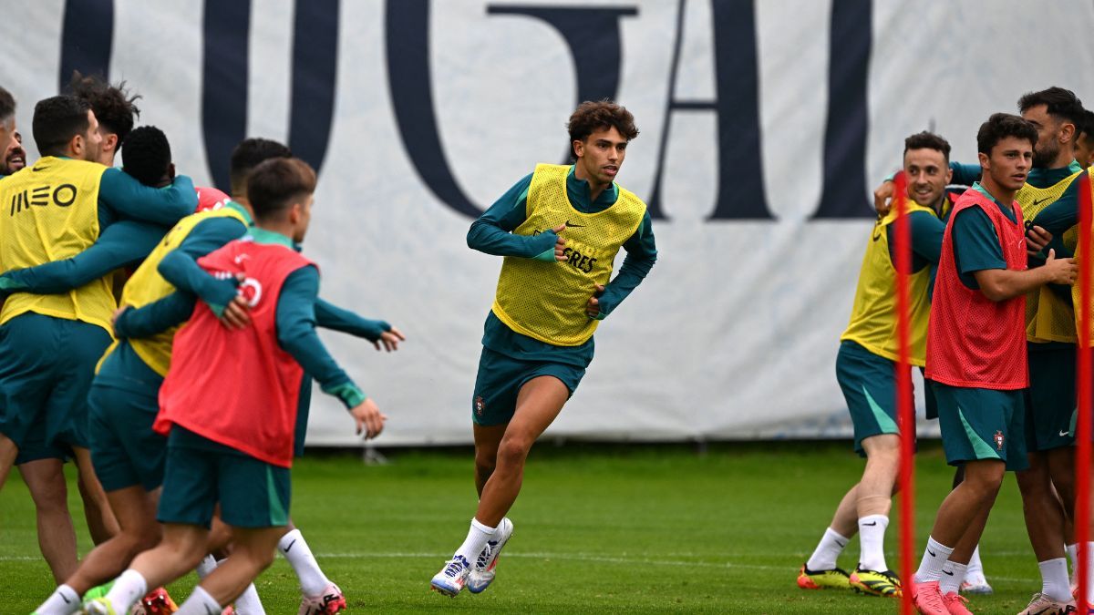 Joao Félix, entrenando con Portugal para la Eurocopa