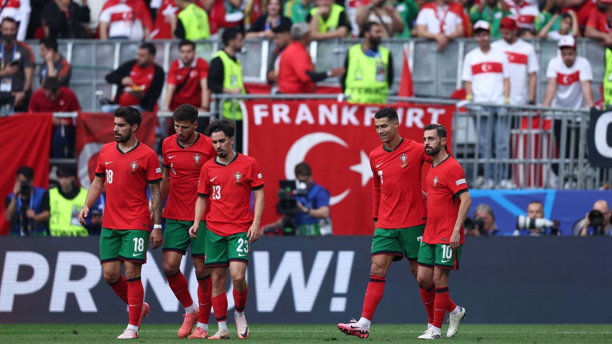 Los jugadores de Portugal en un partido ante Turquía