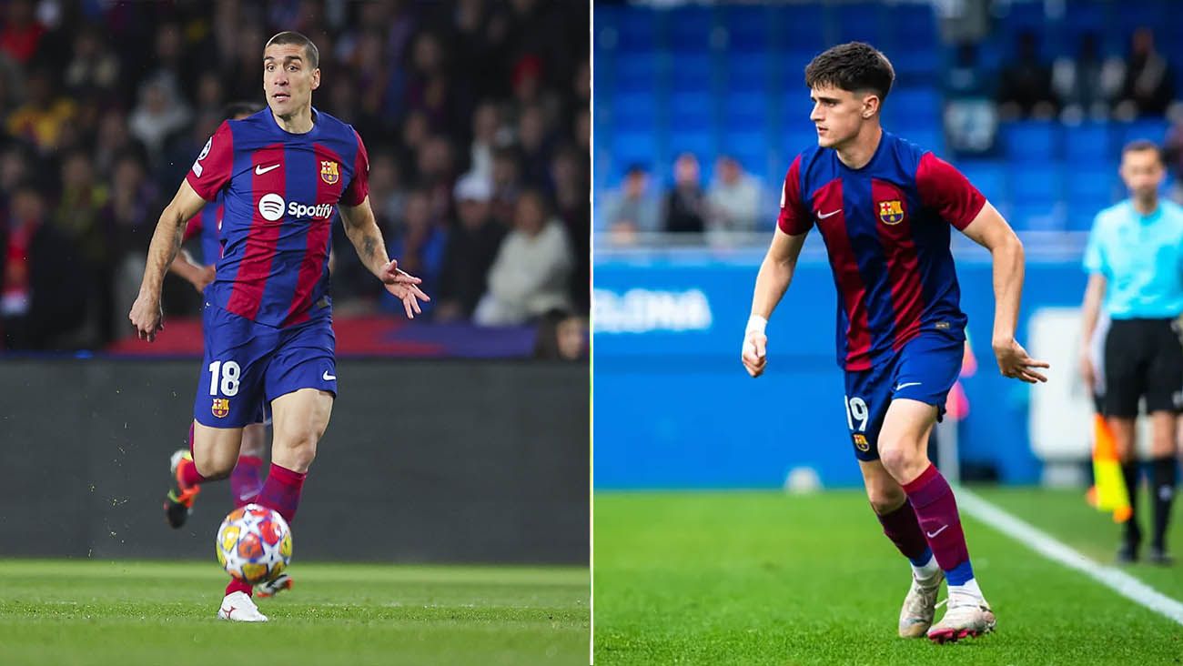 Oriol Romeu and Pau Víctor with Barça