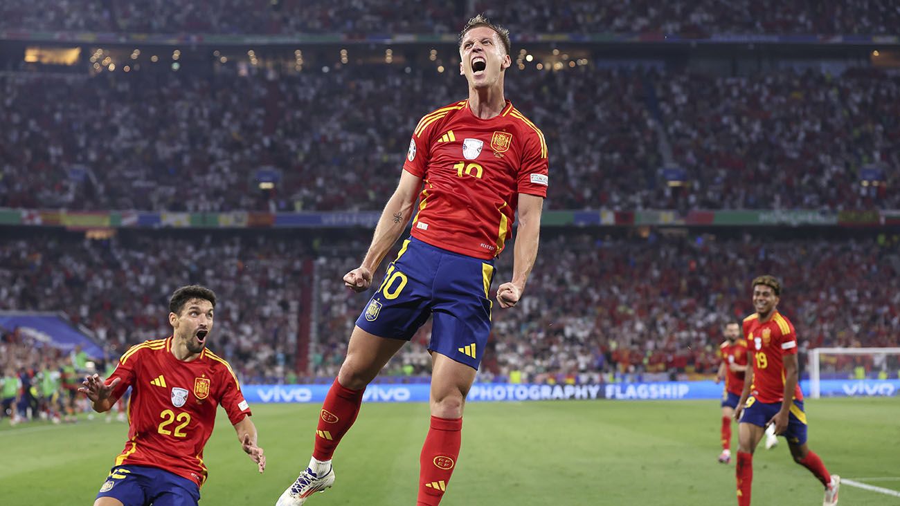 Dani Olmo festejando su gol ante Francia