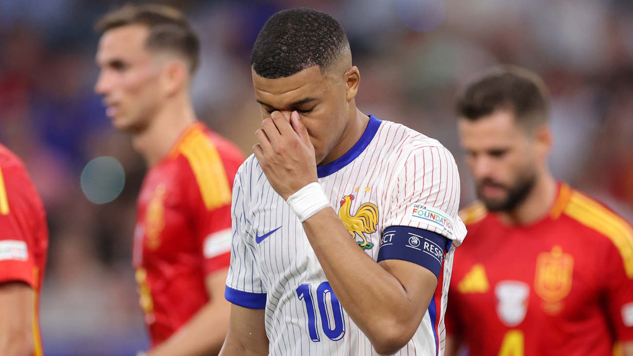 Kylian Mbappé en el duelo entre la selección de España y Francia en las semifinales de la Eurocopa 2024