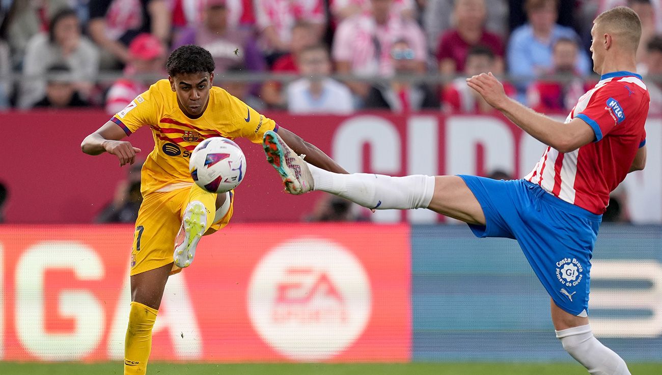 Lamine Yamal durante un Girona-Barça