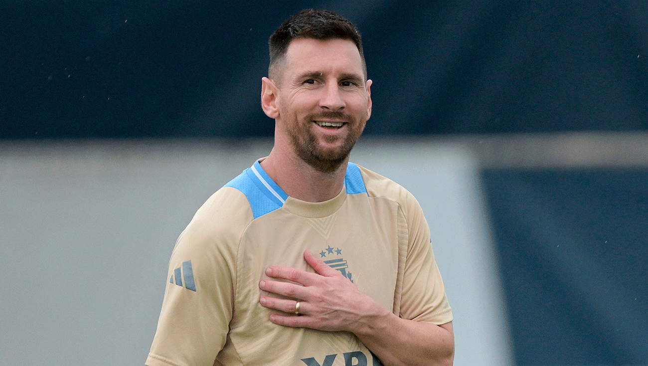 Messi en un entrenamiento