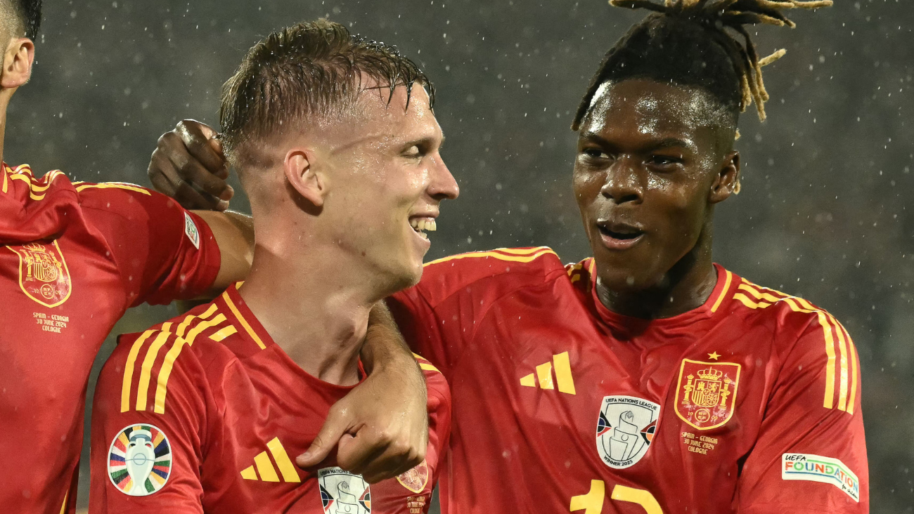 Dani Olmo y Nico Williams en el duelo entre España y Georgia en la Eurocopa 2024