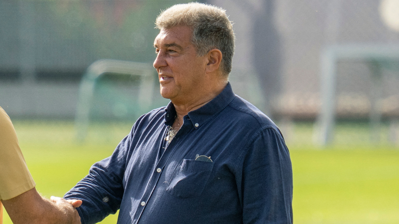 Joan Laporta en un entrenamiento de pretemporada del FC Barcelona en la Ciudad Deportiva Joan Gamper