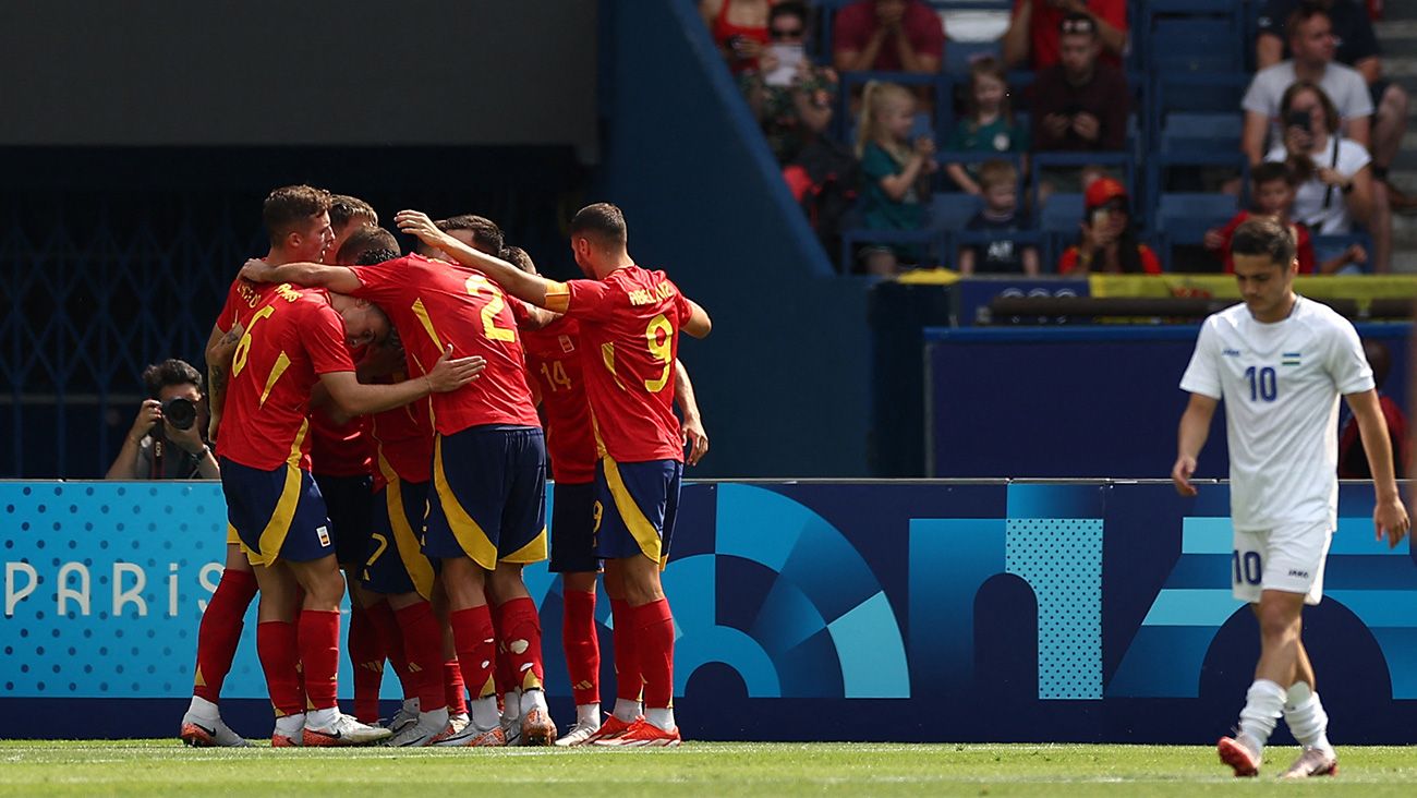 La selección olímpica de España celebrando