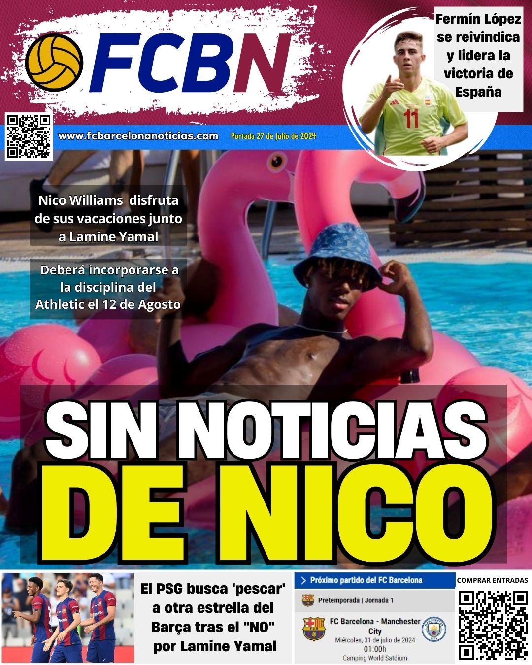 Portada FCBN 27/07/2024: Sin noticias de Nico