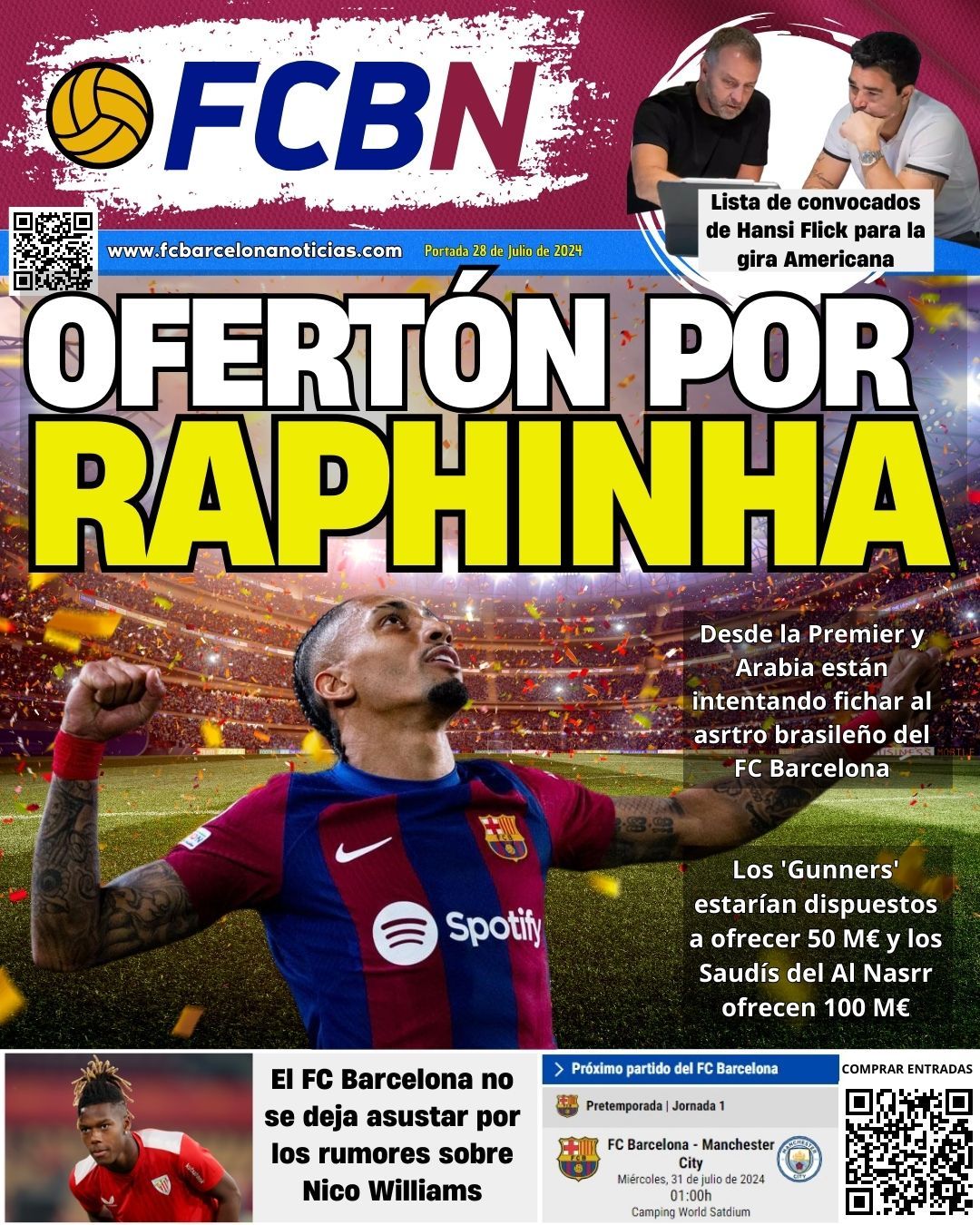 Portada FCBN 28/07/2024: Ofertón por Raphinha