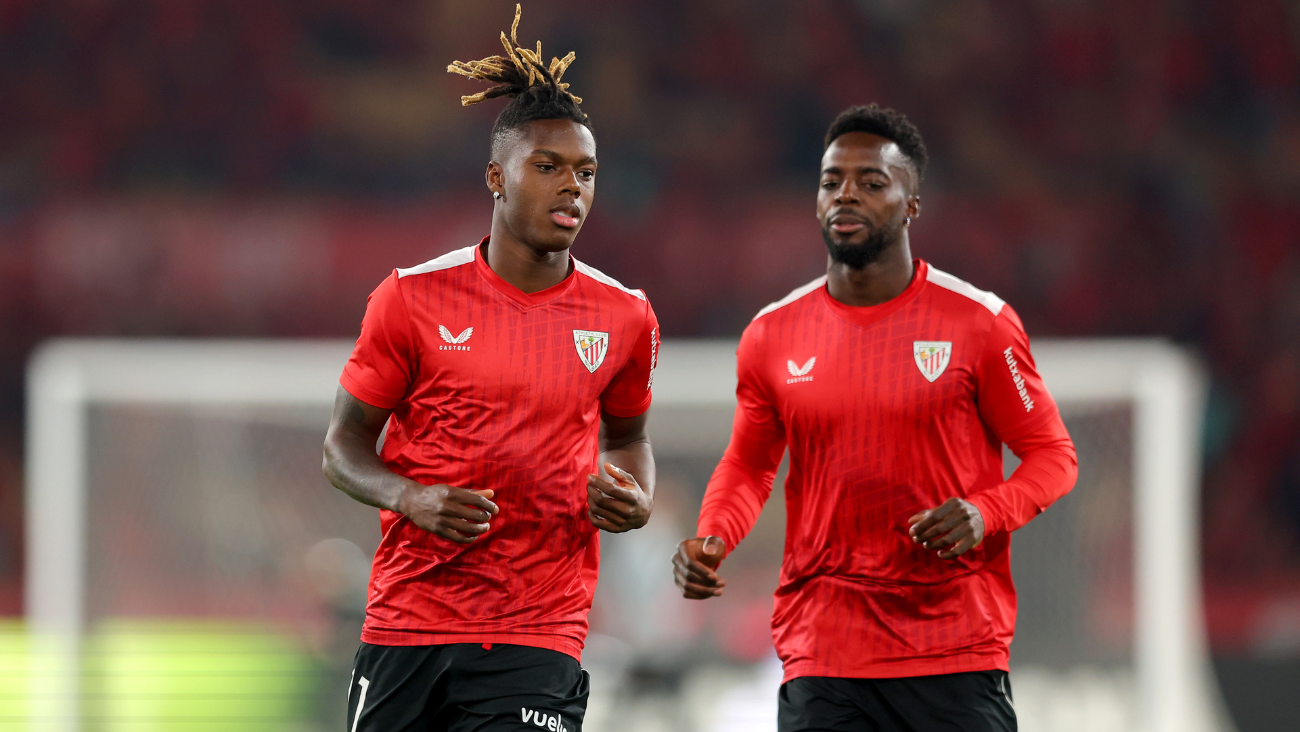 Nico e Iñaki Williams en el duelo entre el Athletic Club y el RCD Mallorca en la final de la Copa del Rey