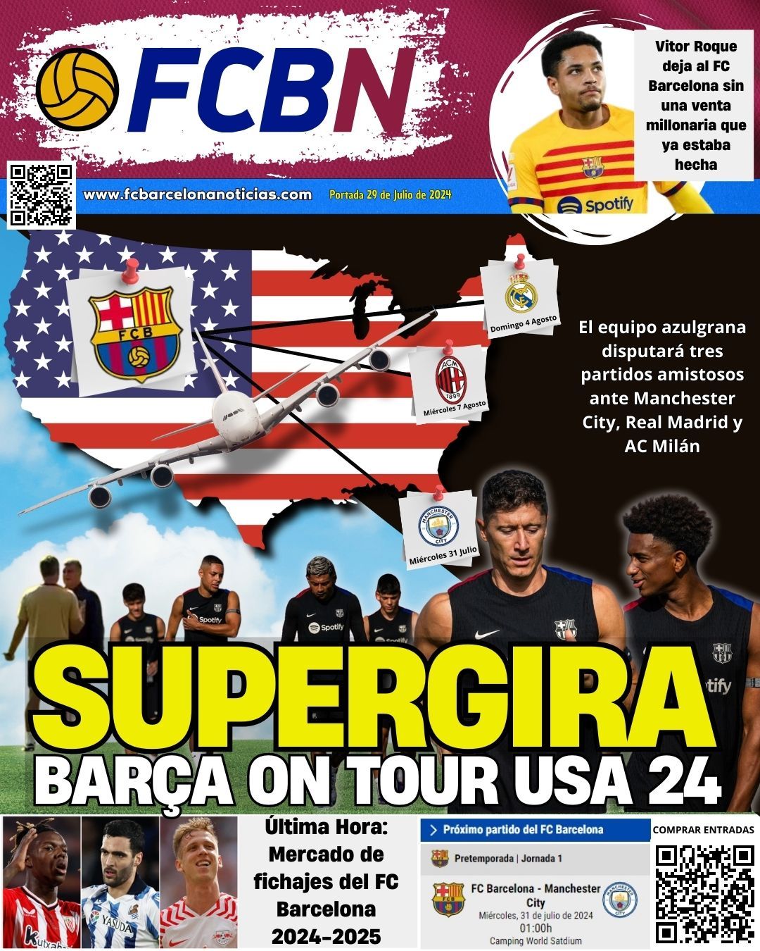 Portada FCBN 29/07/2024: SUPERGIRA BARÇA ON TOUR USA 2024