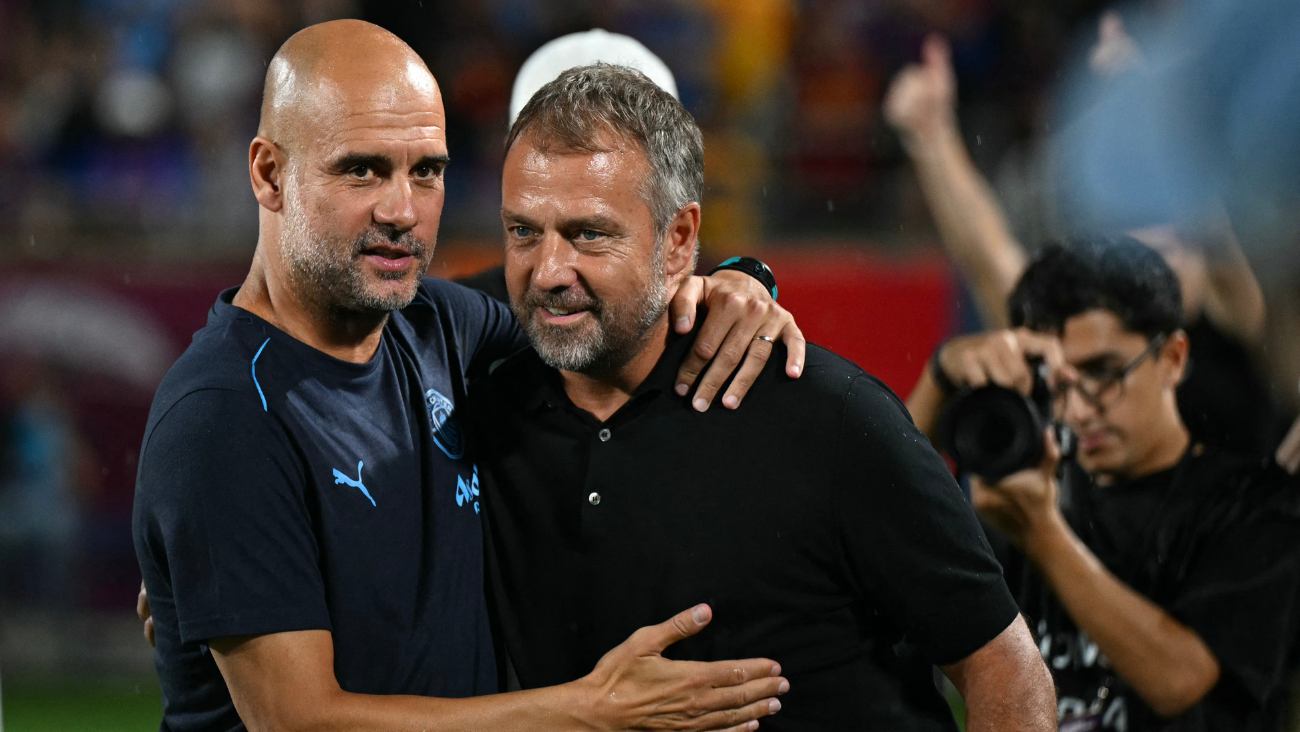 Pep Guardiola y Hansi Flick en el duelo amistoso entre el FC Barcelona y el Manchester City en Estados Unidos