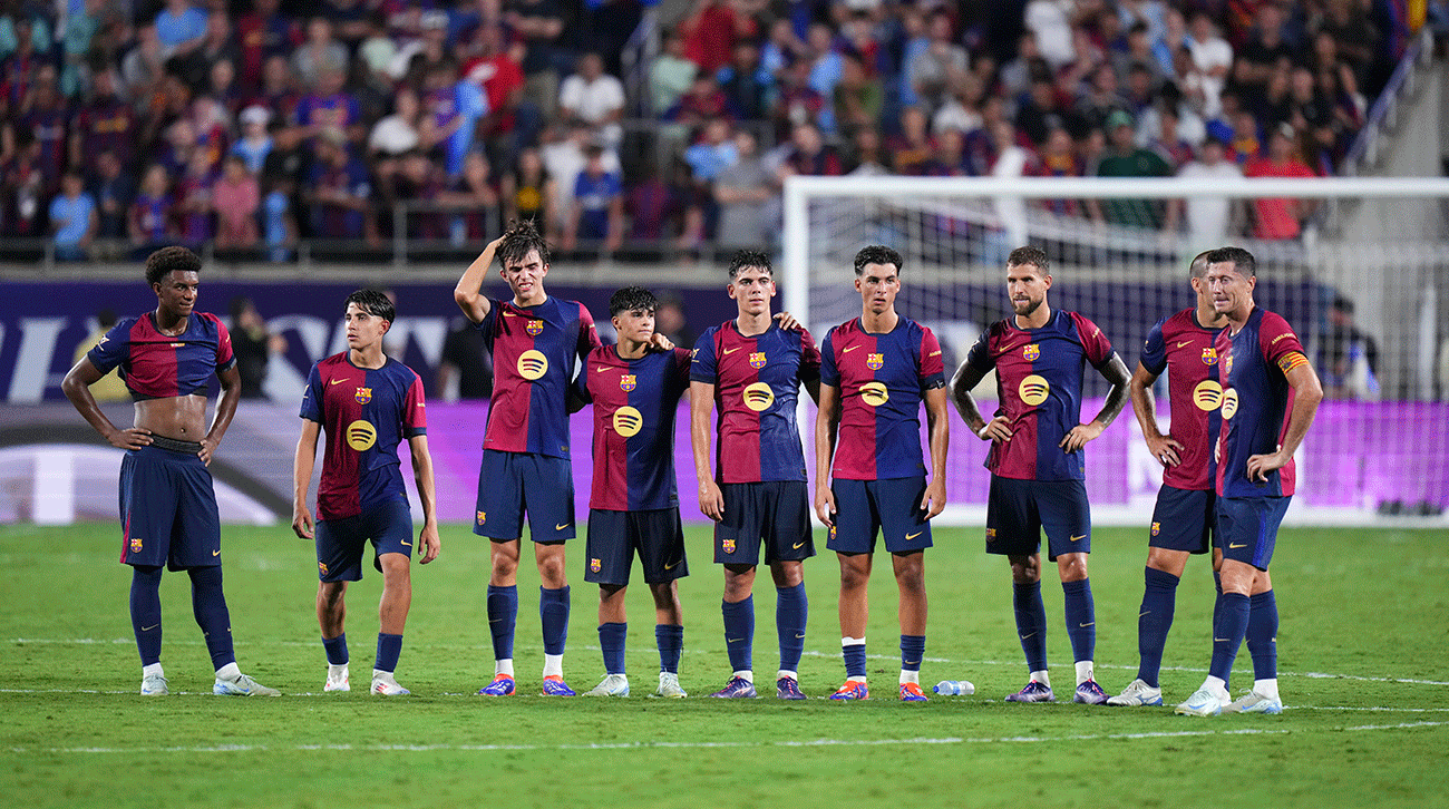 El FC Barcelona en un partido contra el Manchester City