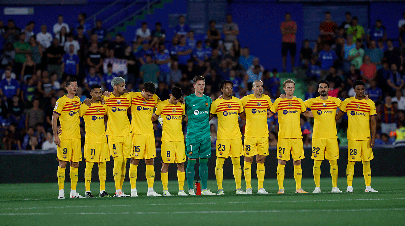 El primer equipo del FC Barcelona en un partido