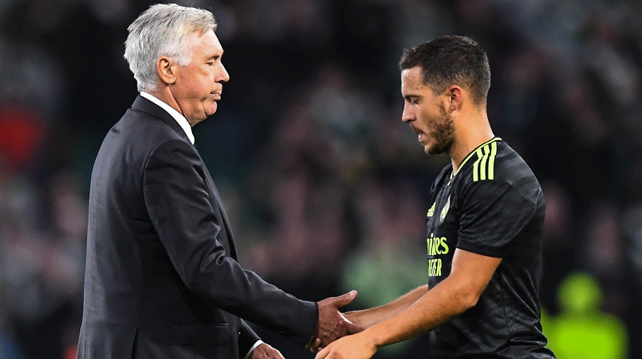 Ancelotti y Hazard en un partido