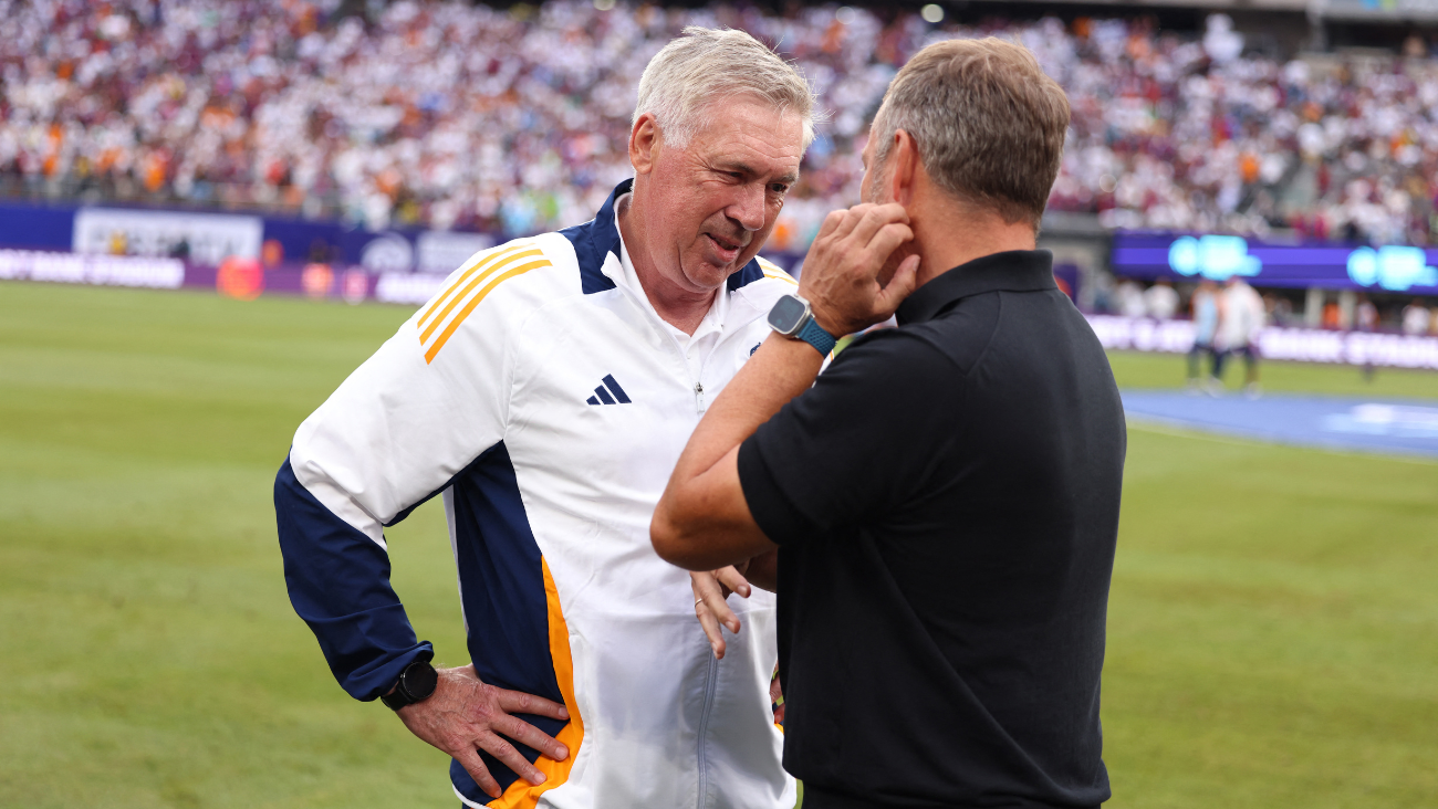 Carlo Ancelotti y Hansi Flick en el Clásico entre Madrid y Barça en Estados Unidos