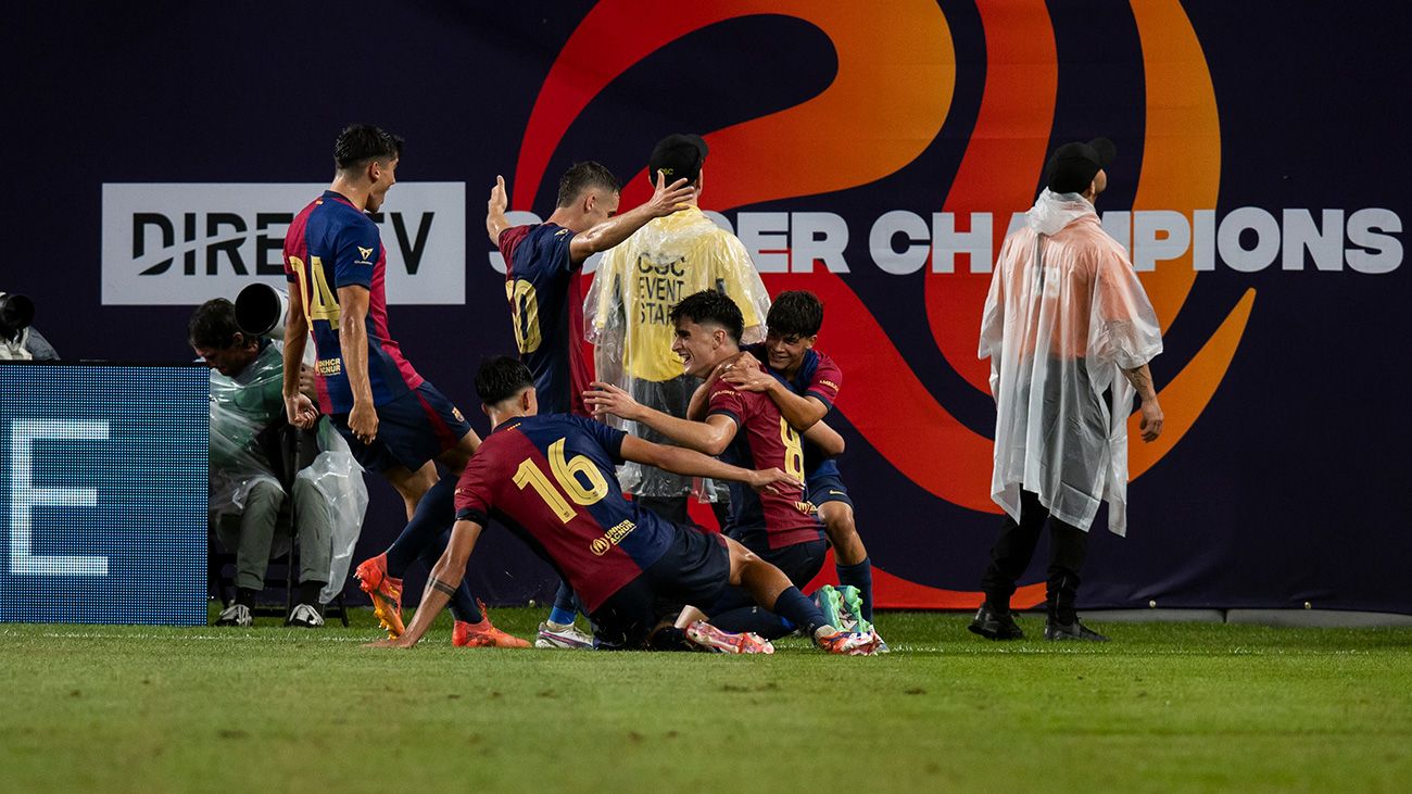 Celebración del Barça en un gol