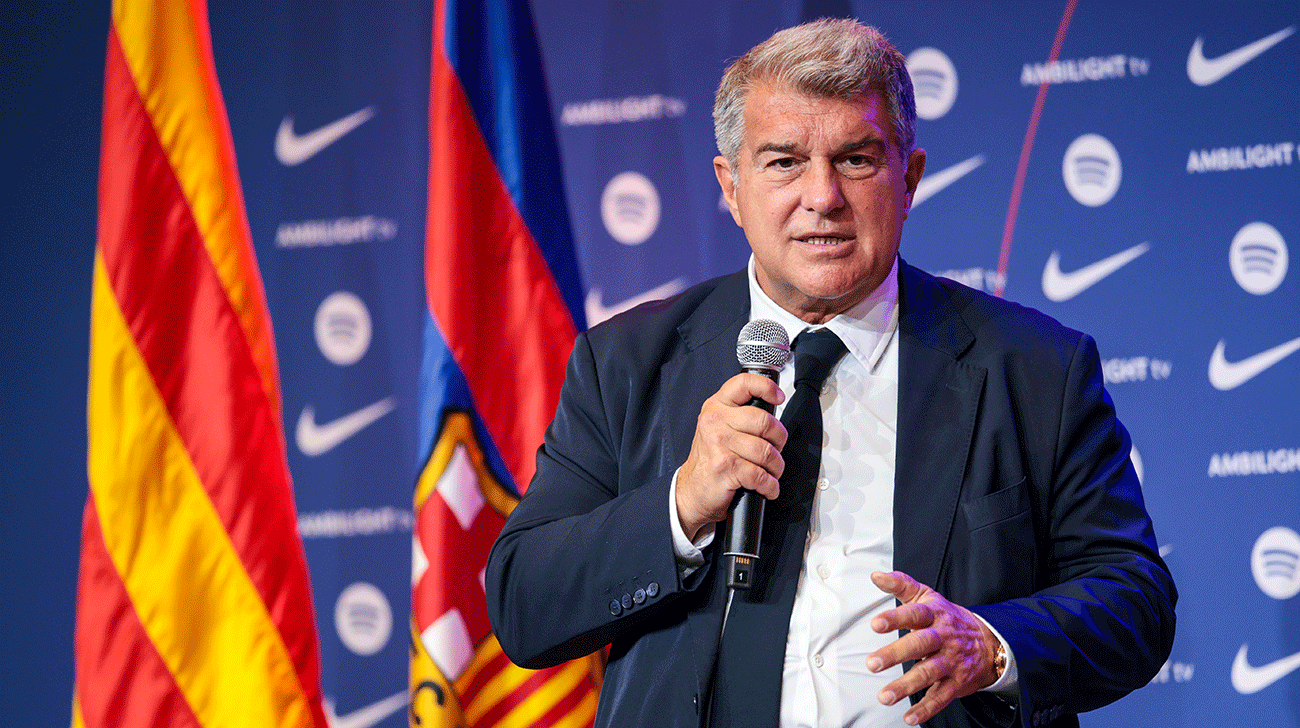 Joan Laporta en una rueda de prensa