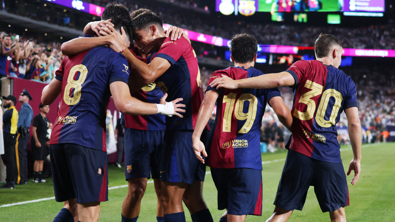 Jugadores del FC Barcelona en el duelo ante el Real Madrid en la gira de pretemporada 2024 25