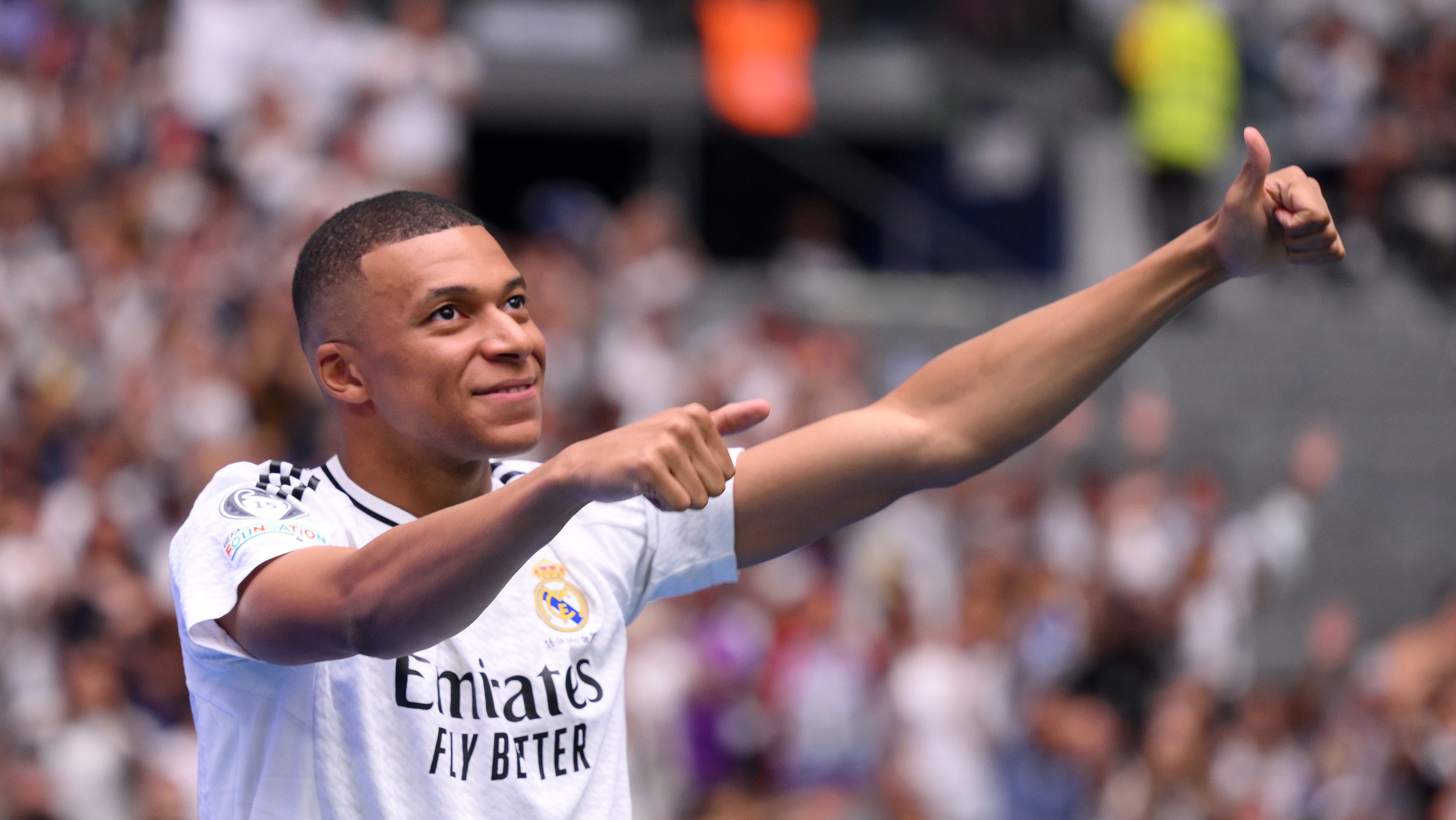 Kylian Mbappé en su presentación como jugador del Real Madrid