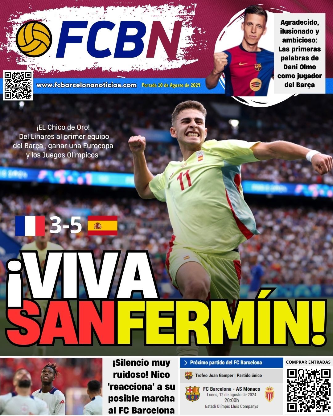 portada fcbn 10 8 2024 viva san fermin lopez oro juegos olimpicos paris