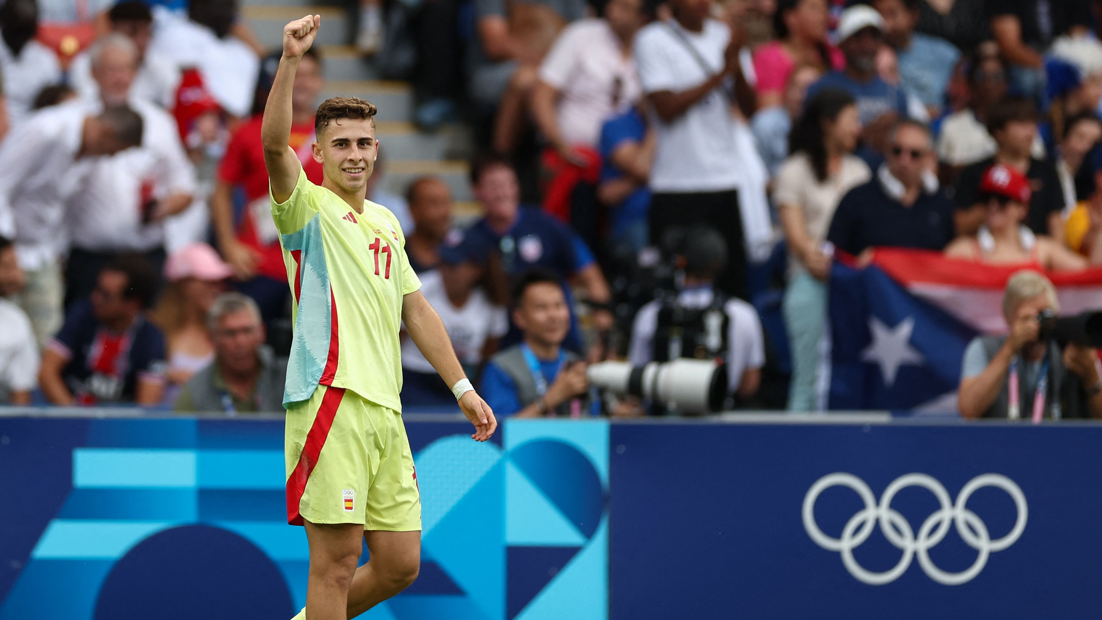 Fermín López en la final del fútbol en los Juegos Olímpicos París 202