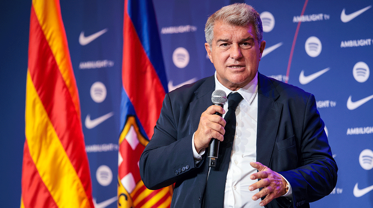 Joan Laporta durante una comparencia ante la prensa