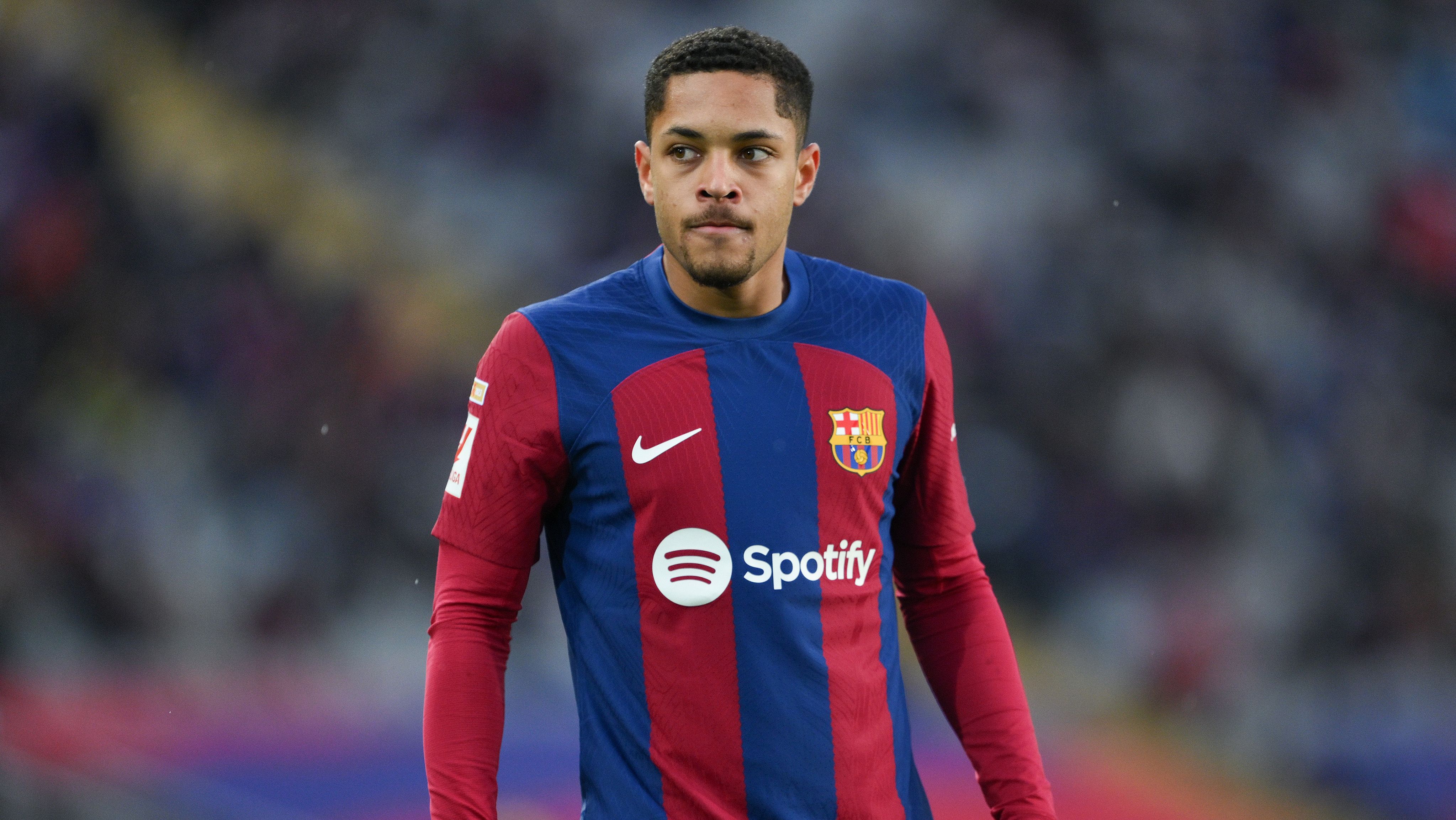 Vitor Roque en un partido del FC Barcelona