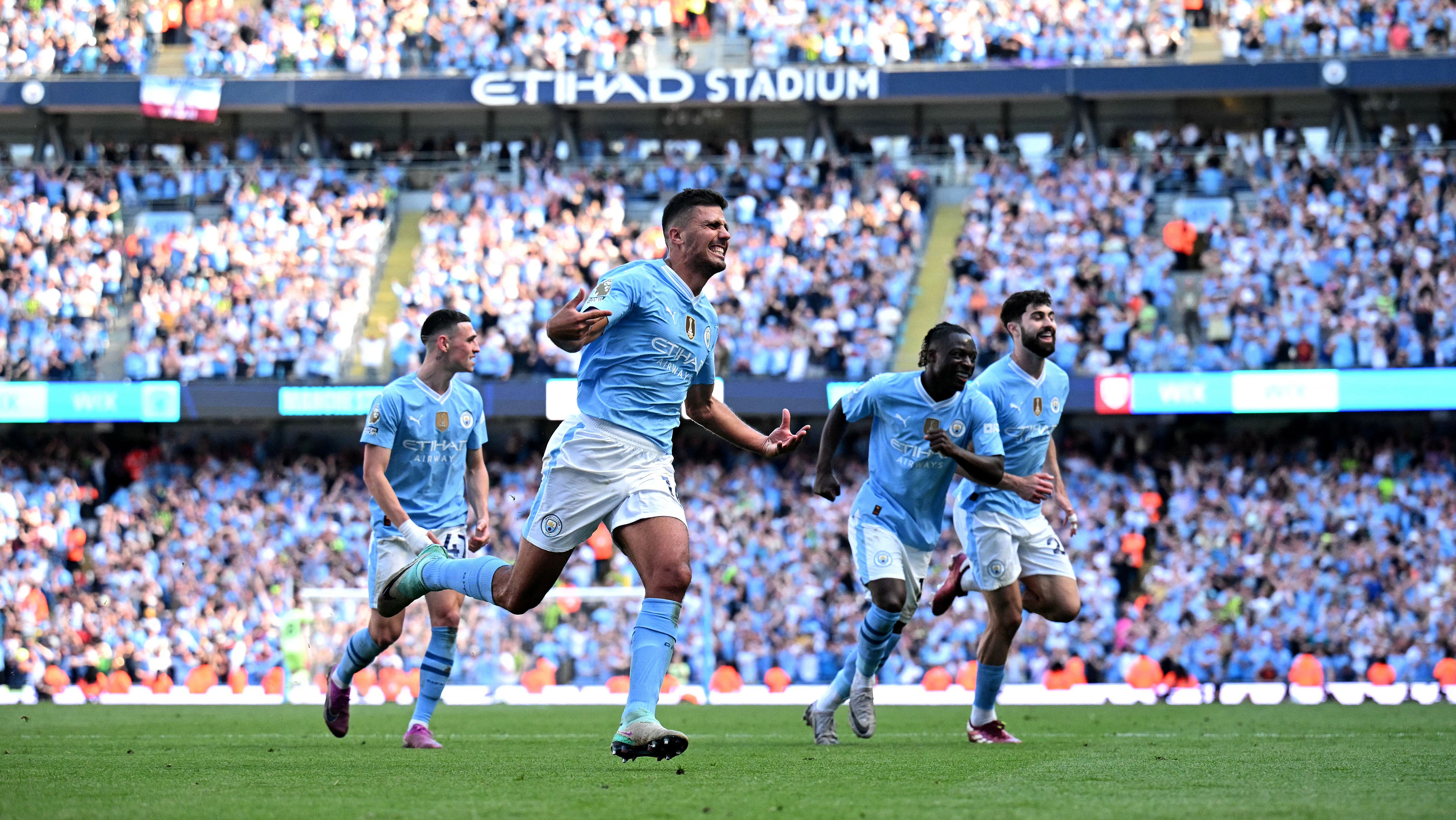 Los jugadores del Manchester City disputando un partido de pretemporada