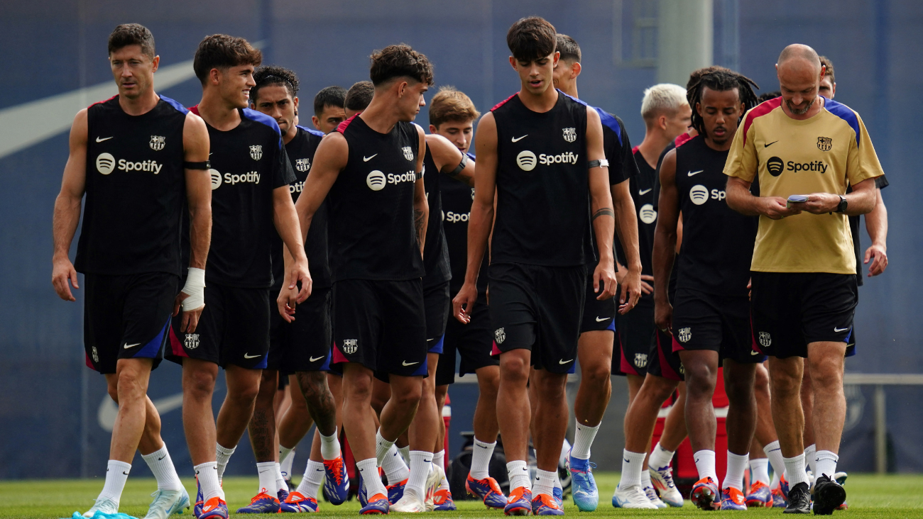 Entrenamiento del FC Barcelona en la previa al duelo entre el Valencia CF en la jornada 1 de LaLiga EA Sports 2024 25