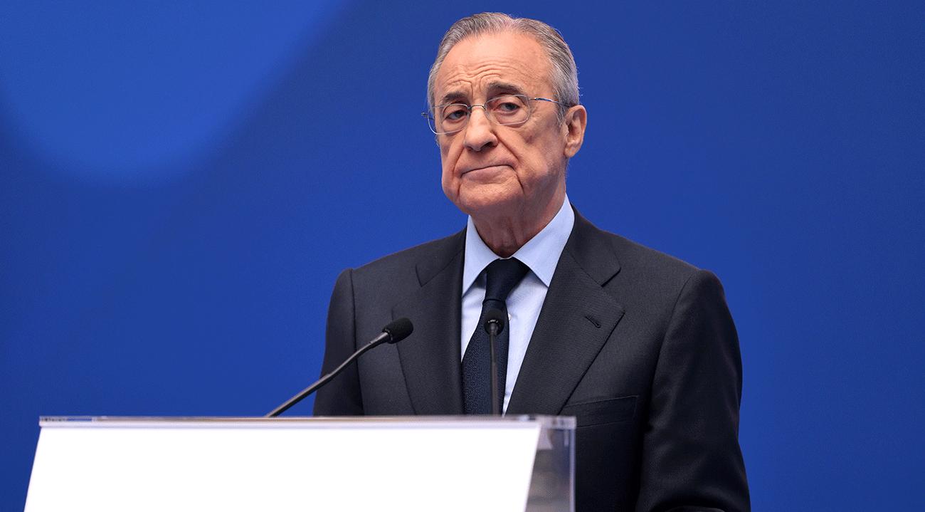 El presidente del Real Madrid, Florentino Perez, ofreciendo unas declaraciones