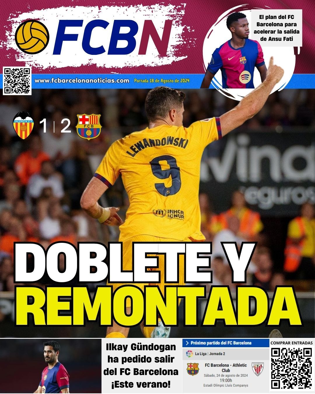 Portada FCBN 18/08/2024: DOBLETE Y REMONTADA