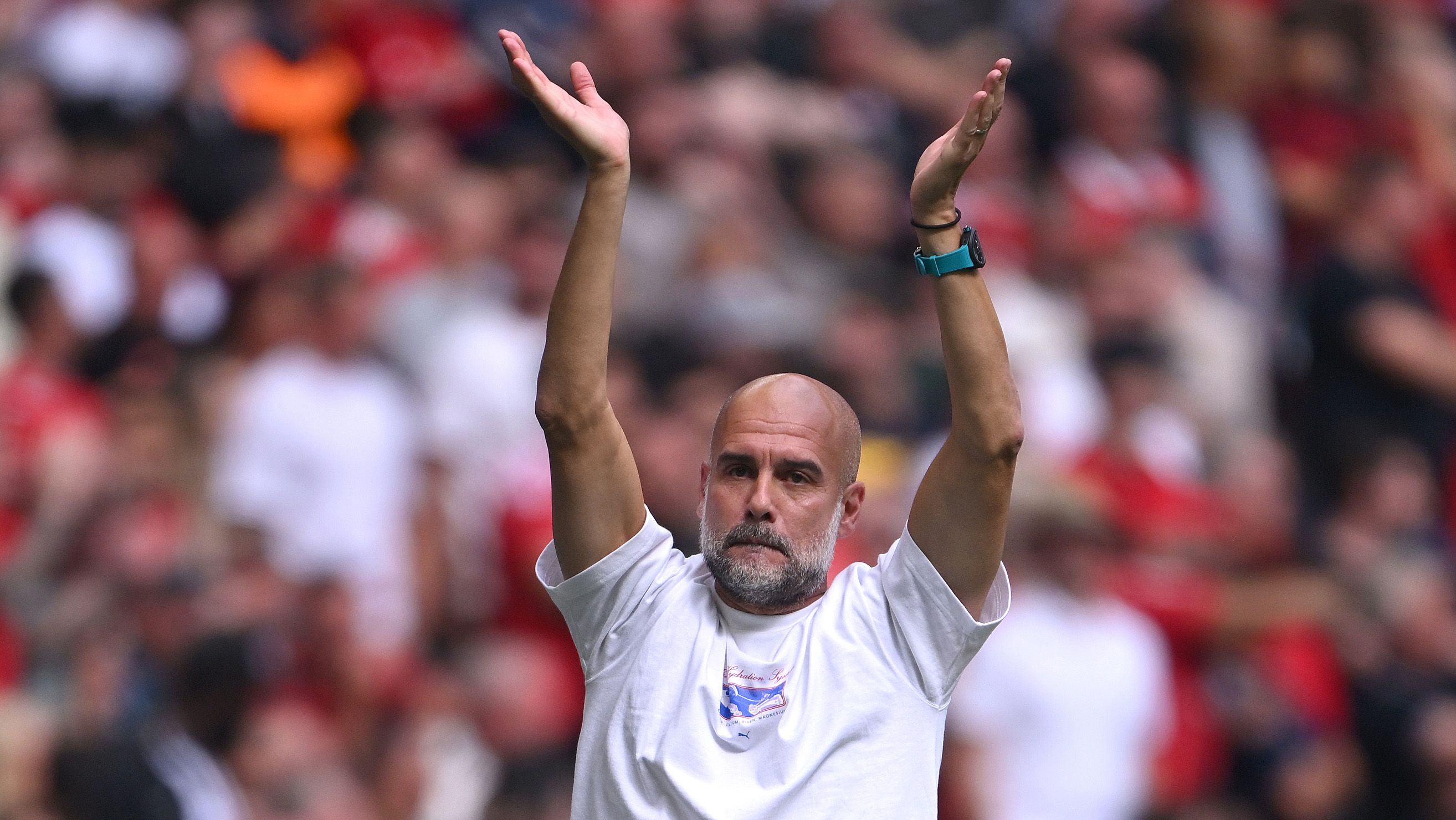 Pep Guardiola en el partido de Community Shield ante el Manchester United