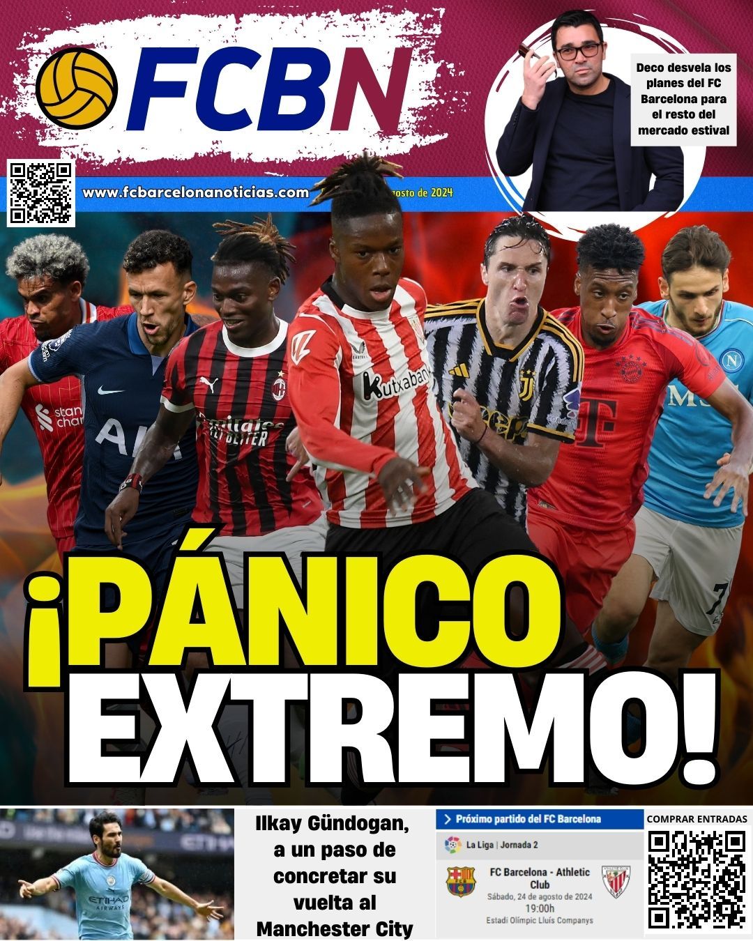 portada fcbn 21 agosto 2024 fichajes extremos fc barcelona