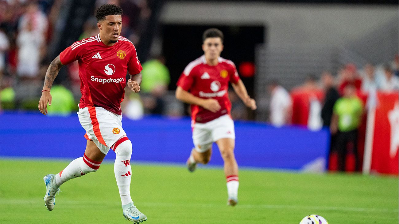 Jadon Sancho en un amistoso con el Manchester United