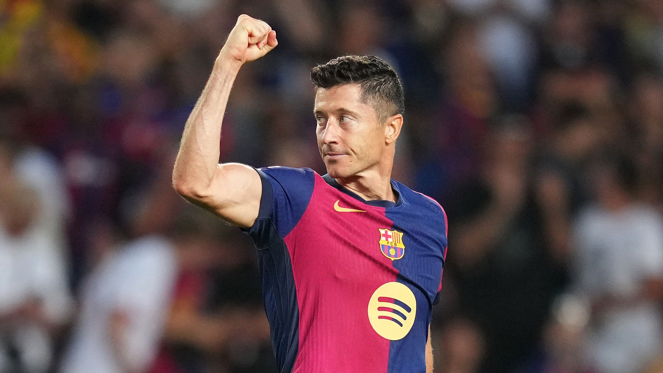 Robert Lewandowski en el partido entre el FC Barcelona y el Athletic Bilbao